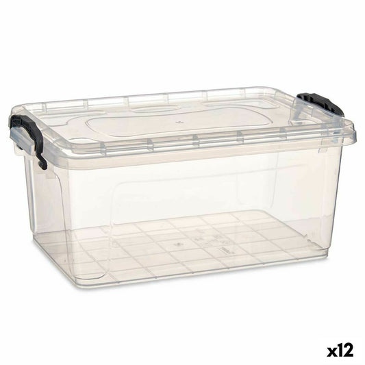 Storage box with lid Transparent Plastic 8.5 L 23.5 x 15.5 x 37 cm (12 parts)