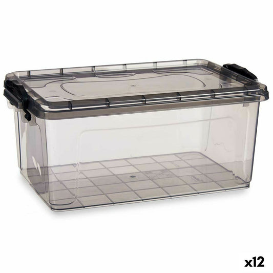 Storage box with lid Anthracite gray Plastic 13.7 L 27.5 x 18 x 42.5 cm (12 parts)