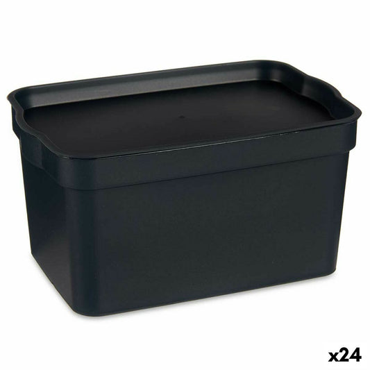 Storage box with lid Anthracite gray Plastic 2.3 L 13.5 x 11 x 20 cm (24 parts)