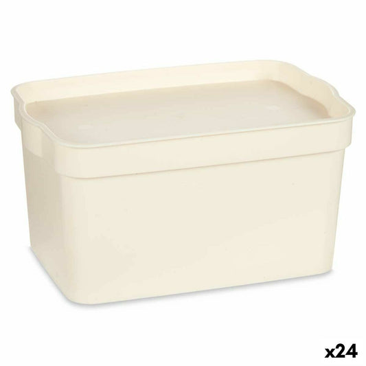 Storage box with lid Cream Plastic 2.3 L 13.5 x 11 x 20 cm (24 parts)