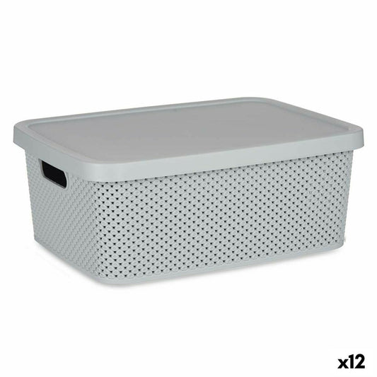 Storage box with lid Gray Plastic 13 L 28 x 15 x 39 cm (12 parts)