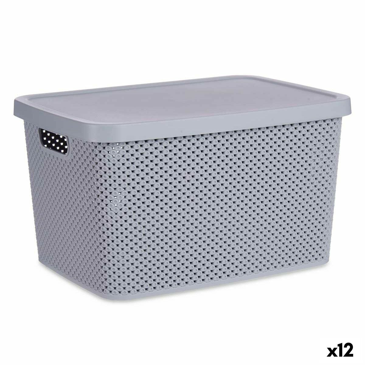 Storage box with lid Gray Plastic 19 L 28 x 22 x 39 cm (12 parts)