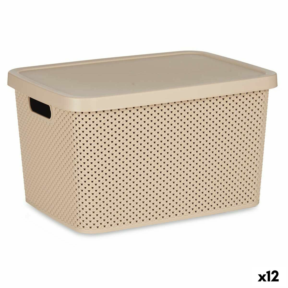 Storage box with lid Beige Plastic 19 L 28 x 22 x 39 cm (12 parts)