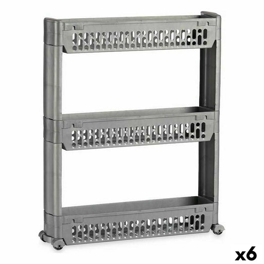 Shelves With Wheels Gray Plastic 54.5 x 13 x 67 cm (6 parts)