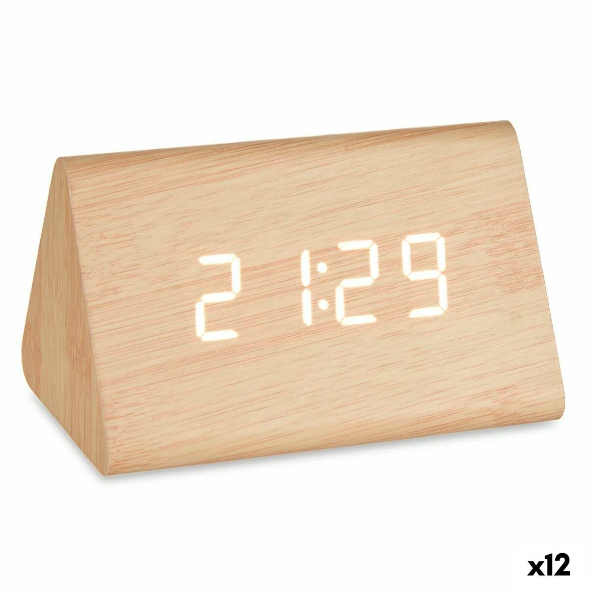 Digital Desk Clock Brown PVC Wood MDF 11.7 x 7.5 x 8 cm (12 parts)