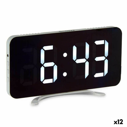 Digital Table Clock White ABS 15.7 x 7.7 x 1.5 cm (12 parts)