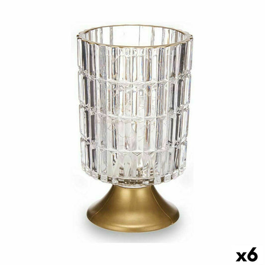 LED lantern Transparent Gold-plated Glass 10.7 x 18 x 10.7 cm (6 parts)