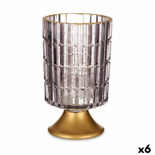 LED lantern Gray Gilded Glass 10.7 x 18 x 10.7 cm (6 parts)