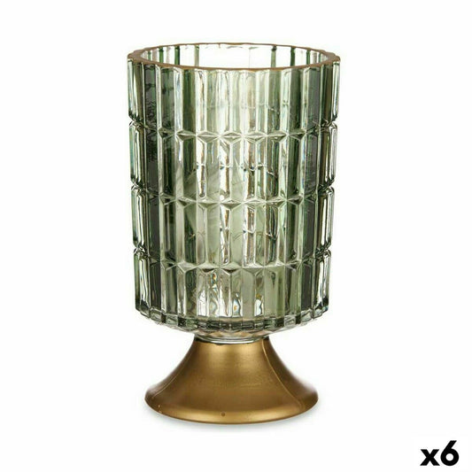 LED lantern Green Gilded Glass 10.7 x 18 x 10.7 cm (6 parts)