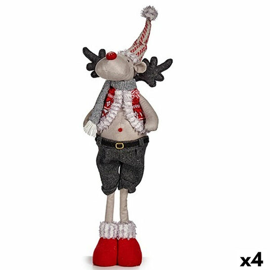 Decorative figure Christmas reindeer Red Gray Polyester 13 x 65 x 18 cm (4 parts)