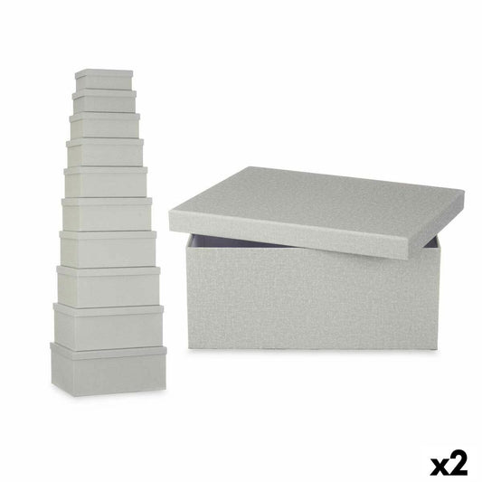 Set of stackable organization boxes Dark gray Cardboard (2 parts)
