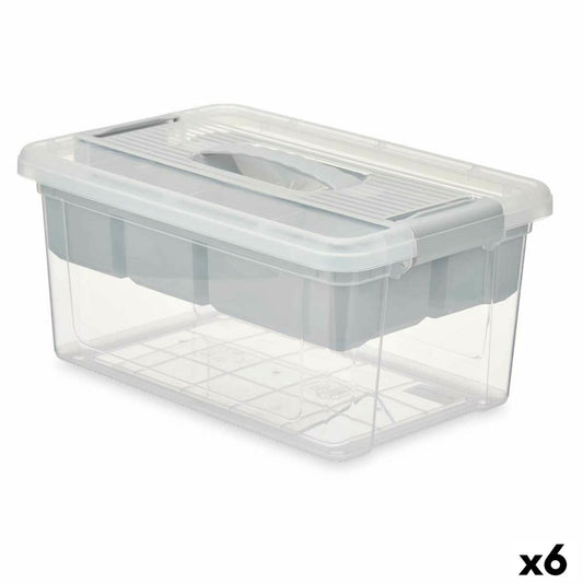 Multipurpose box Gray Transparent Plastic 9 L 35.5 x 17 x 23.5 cm (6 parts)