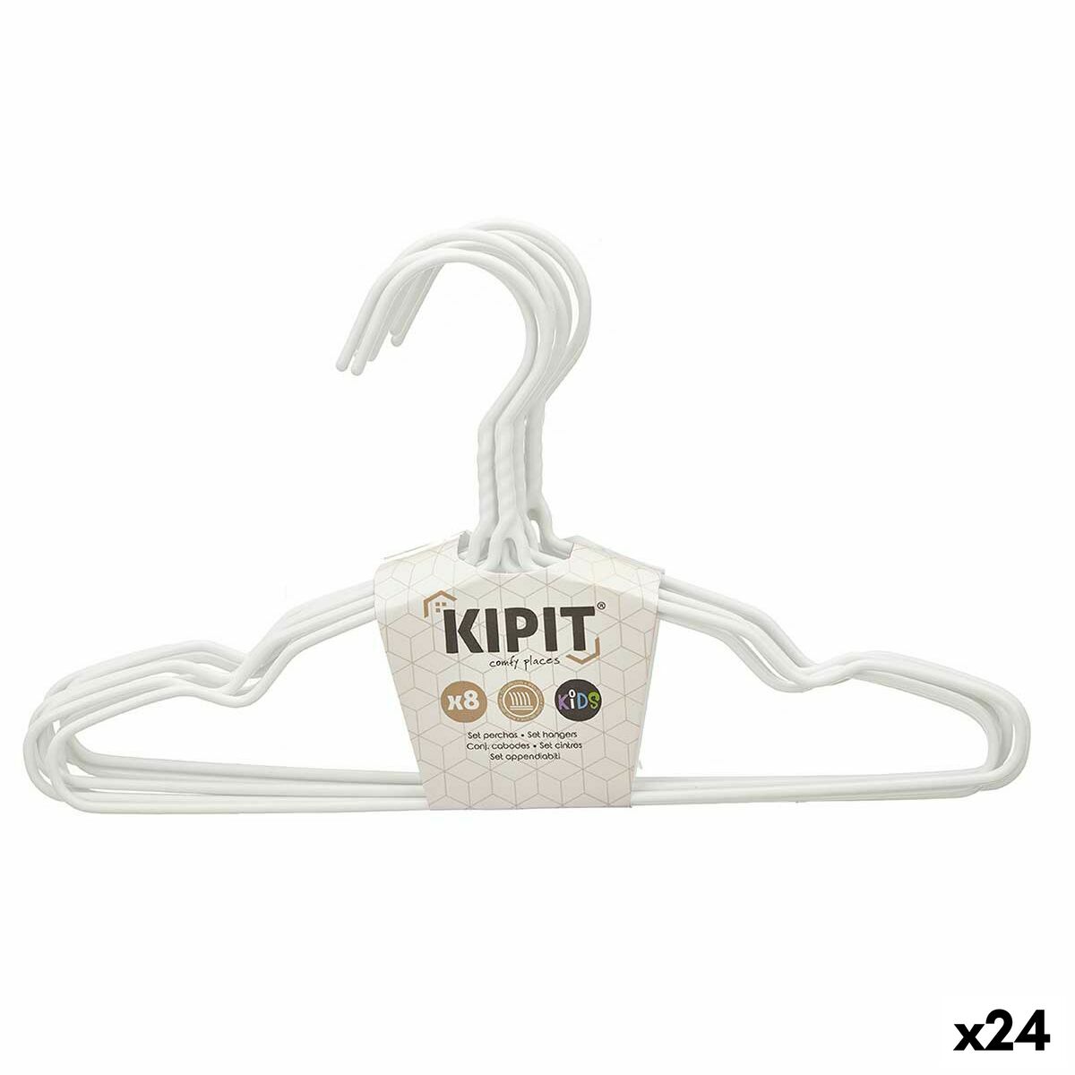 Clothes hanger set Children's 30 x 18 x 1 cm White Metal Silicone (24 parts)