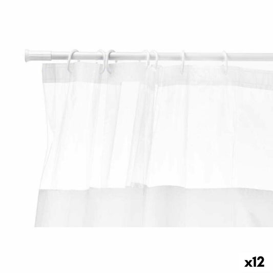Shower curtain 180 x 180 cm Transparent White Plastic PEVA (12 parts)