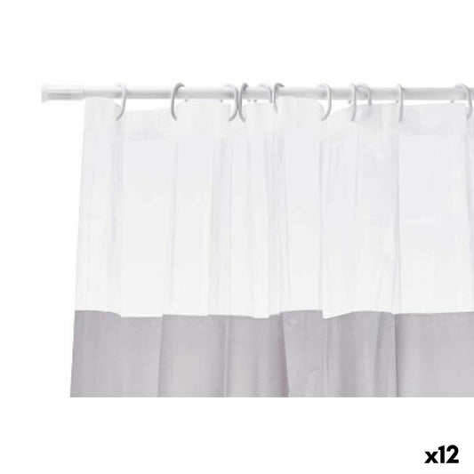 Shower curtain Transparent 180 x 180 cm Gray Plastic PEVA (12 parts)