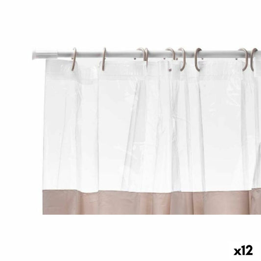 Shower curtain Transparent 180 x 180 cm Beige Plastic PEVA (12 parts)