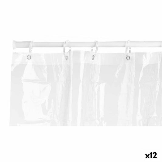 Shower curtain 180 x 180 cm Plastic PEVA Transparent (12 parts)