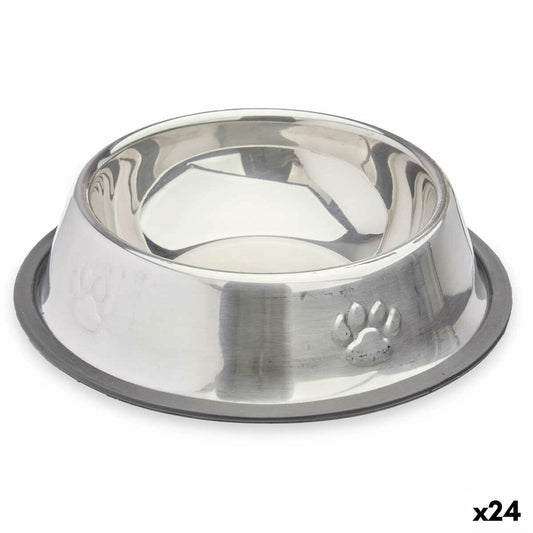 Dog food dispenser Silver Gray Rubber Metal 35 x 0.03 x 25 cm (24 parts)