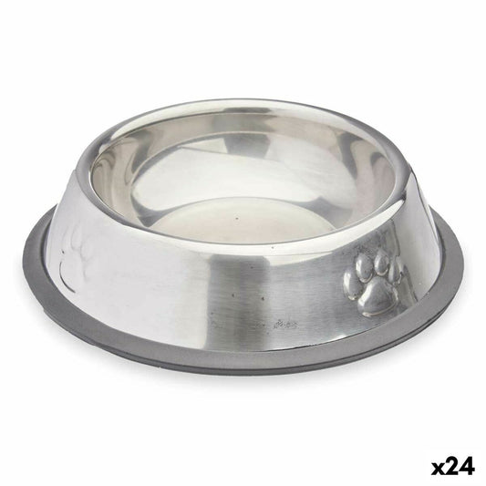 Dog food dispenser Silver Gray Rubber Metal 15 x 4 x 15 cm (24 parts)