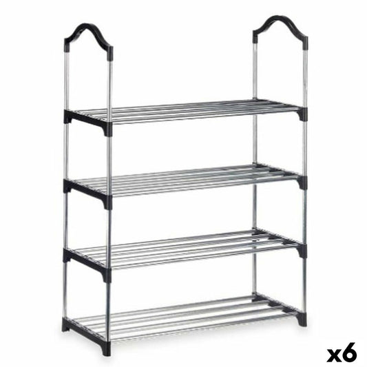 Shoe rack 4 Shelves 76 x 26 x 58 cm Silver Black Metal (6 parts)