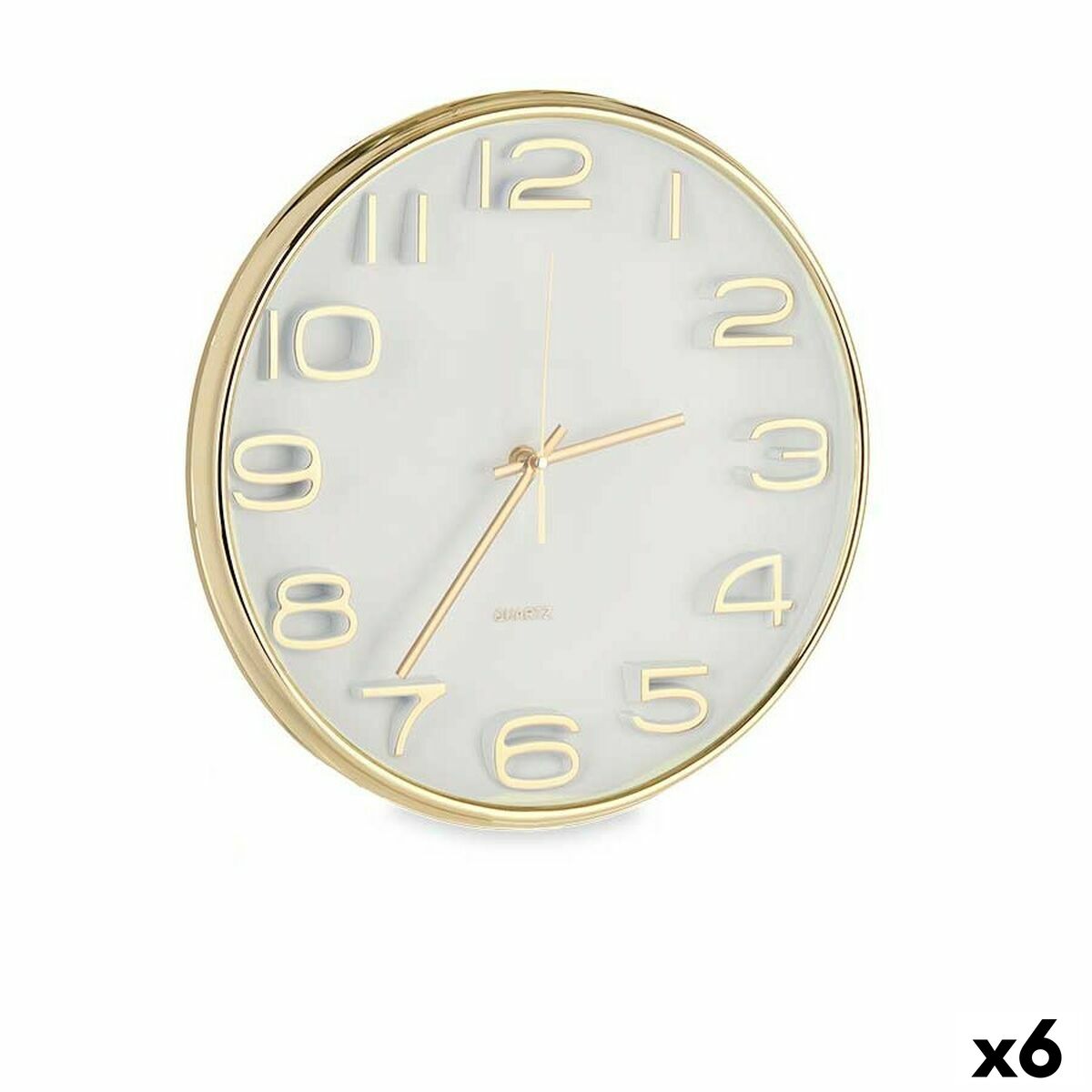 Wall clock Square Round Gilded Glass Plastic 33 x 33 x 5.5 cm (6 parts)