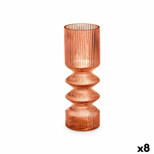 Vase Stripes Orange Crystal 8 x 23 x 8 cm (8 parts)